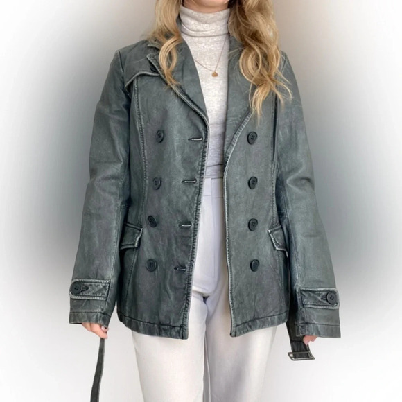 Danier Authentic  Gray Leather Jacket with belt - Picture 4 of 17